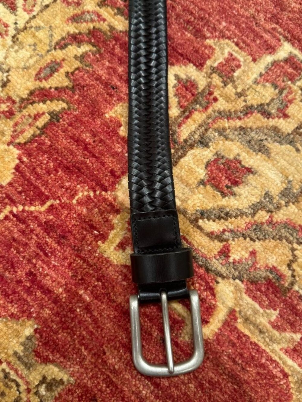 Black Weaved Leather Belt